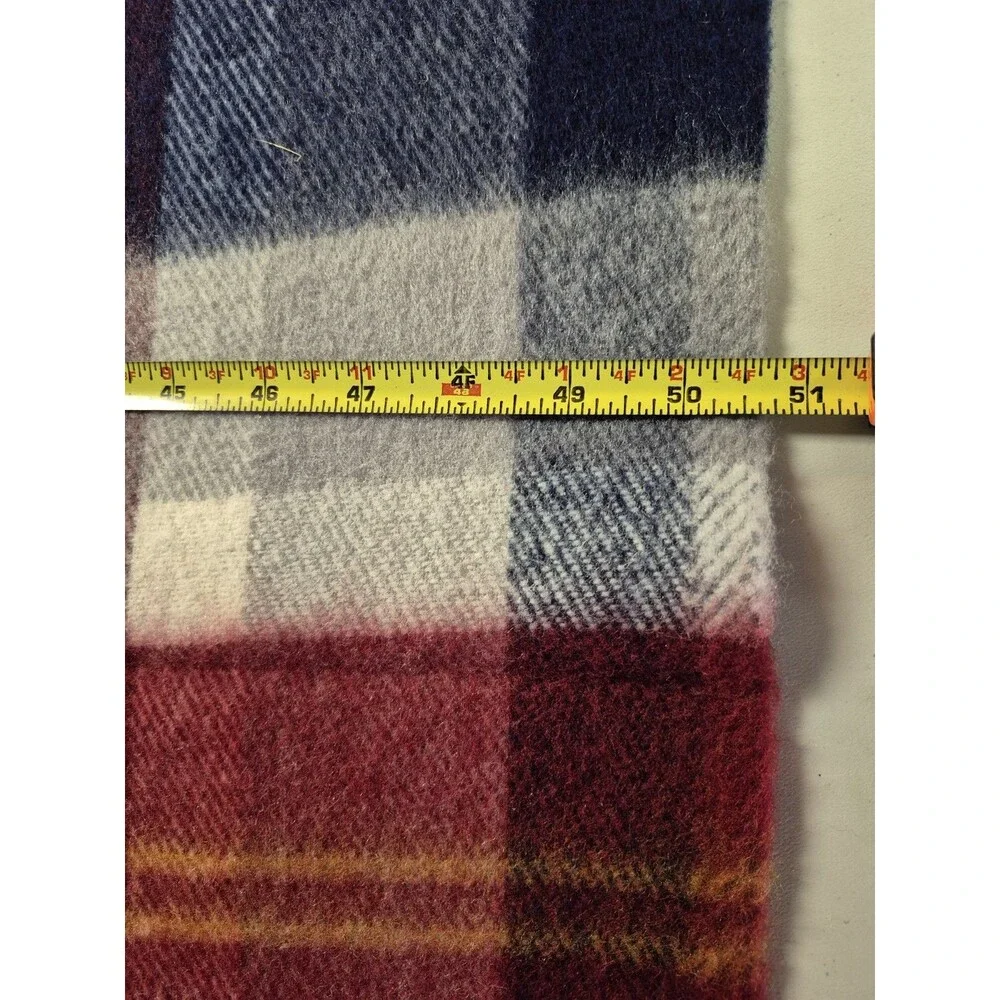 Faribo Acrylic Plaid Red Blue White Stadium Throw Lap Blanket 44 X 56